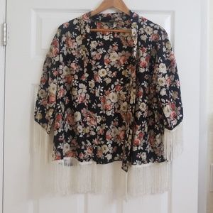Forever 21 Floral Fringe Kimono